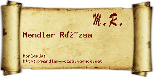 Mendler Rózsa névjegykártya