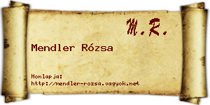 Mendler Rózsa névjegykártya